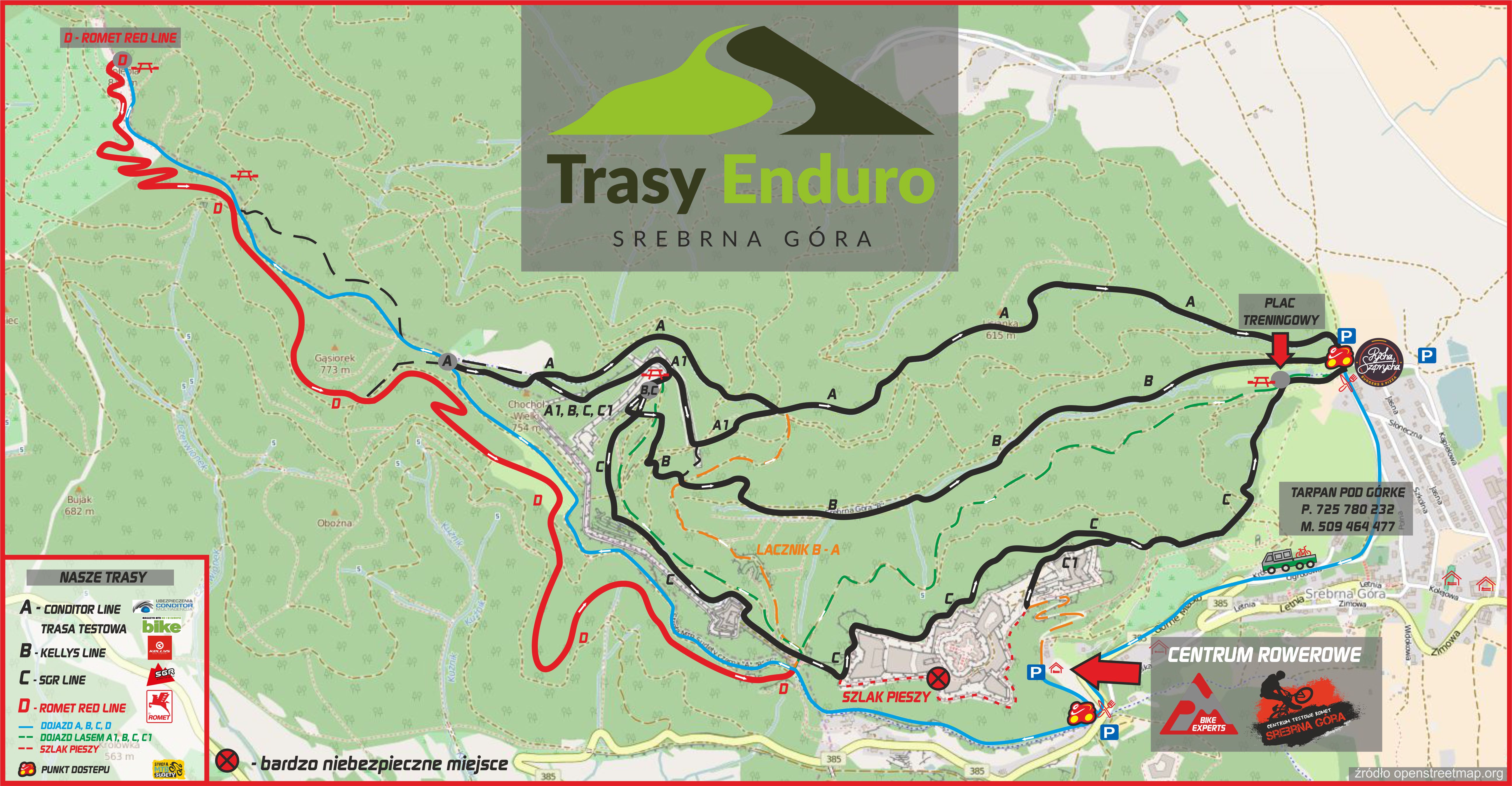 Trasy Enduro Srebrna Góra mapa
