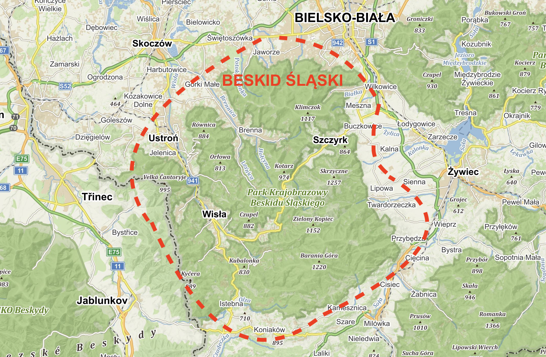 Beskid Śląski mapa